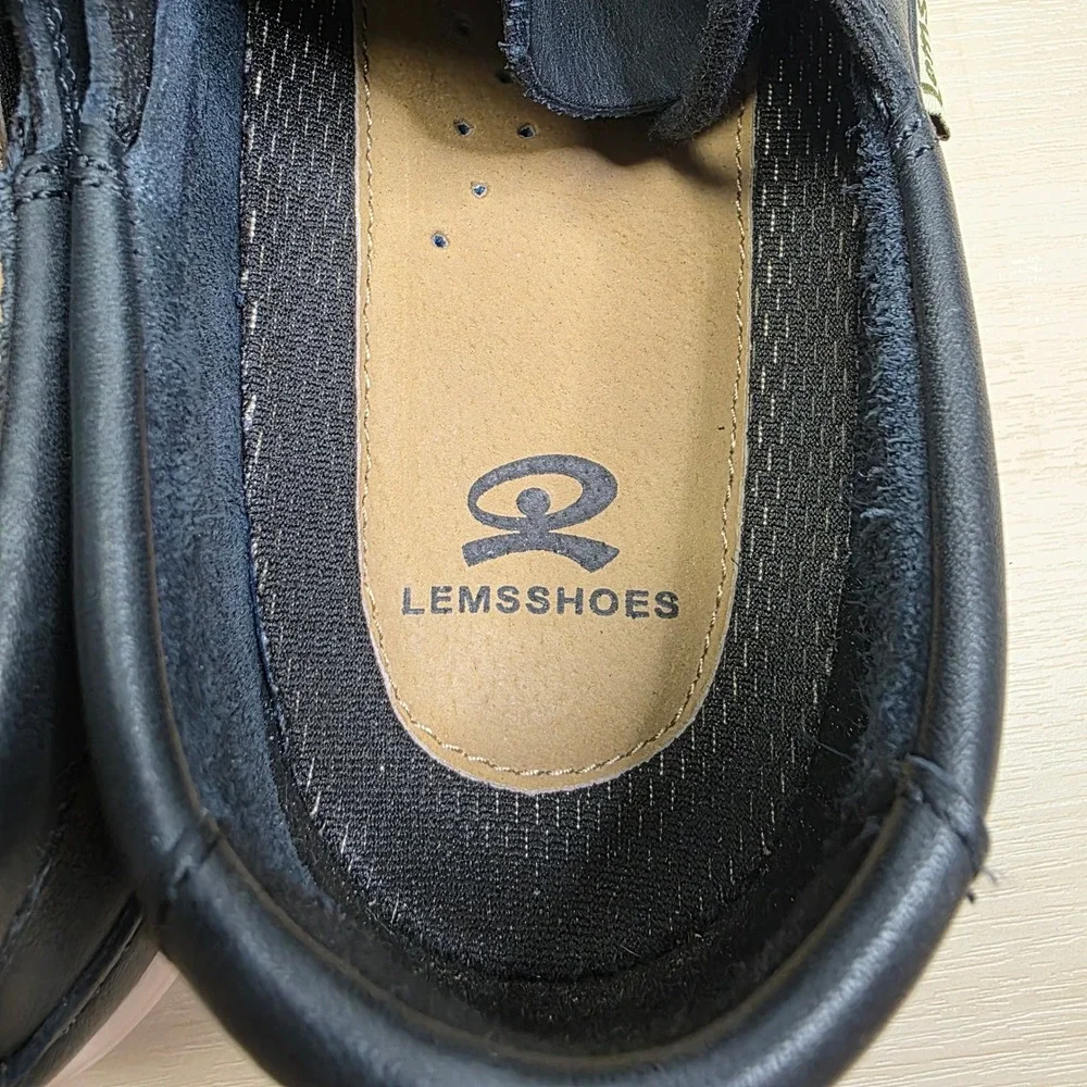 Lems Mariner Navy Leather Barefoot Boat Shoes Mens 43 Minimalist Zero Drop